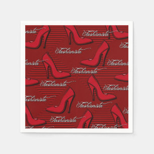 Fashionista Red Shoes Pattern Napkins Servetten