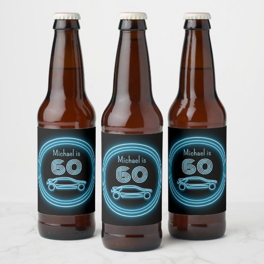 Fast Cars: autosport thema aangepaste leeftijd man Bier Etiket (Flessen)