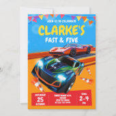 Fast Cars Racing Party Invitation pour garçons (Devant)