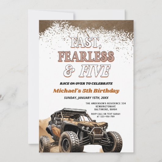 Fast Fearless & Five Muddy ATV Boy 5e verjaardag Kaart (Voorkant)