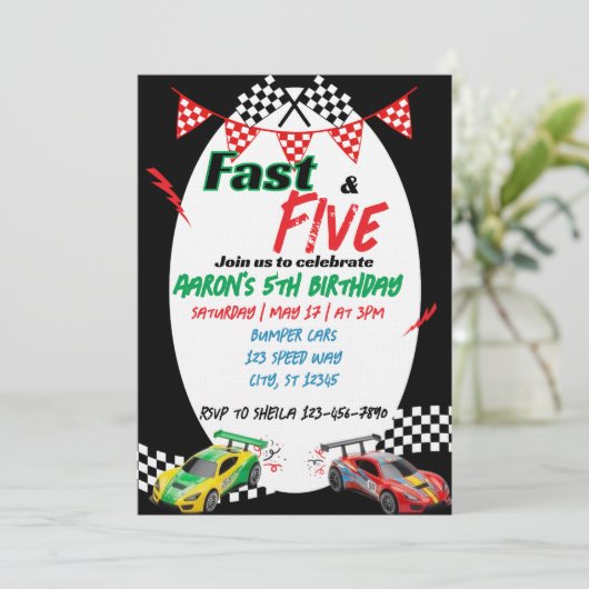 Fast & Five, Racing 5th Birthday Kaart (Staand voorkant)