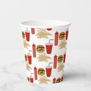 Fast Food Burger Fries Patroon BBQ Papieren Bekers