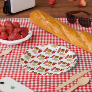 Fast Food Burger Fries Patroon BBQ Papieren Bordje