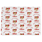 Fast Food Burger Fries Patroon Verjaardagsnaam Groot Cadeauzakje (Voorkant)