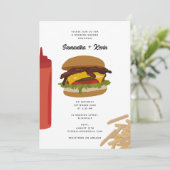 Fast Food Burger Fries Trouwdouche Kaart (Staand voorkant)