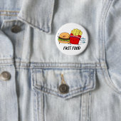 Fast food Funny Burger en Fries Pun Ronde Button 5,7 Cm (In situ)