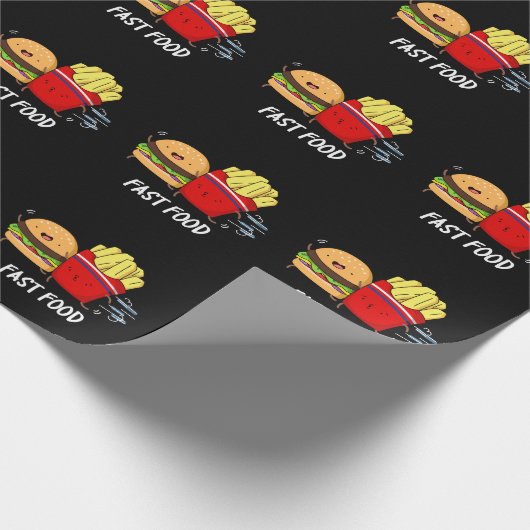 Fast Food Grappige hamburger en frietjes pun donke Cadeaupapier (Hoek)