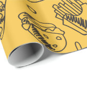 Fast Food Hamburger Fries Hot Dog Chicken Pattern Cadeaupapier (Rol Hoek)
