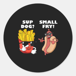 Fast Food Hot Dog en Small Fry Funny Grilling Sup Ronde Sticker