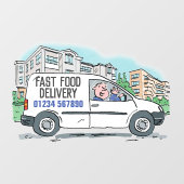 Fast Food Levering met telefoonnummer Raamsticker (Vel)