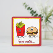 Fast Food Party-uitnodiging Kaart (Staand voorkant)