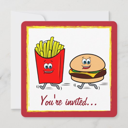 Fast Food Party-uitnodiging Kaart (Voorkant)