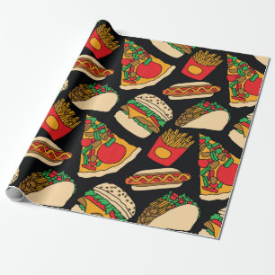 fast food pizza burger hotdog franse friet taco '  cadeaupapier