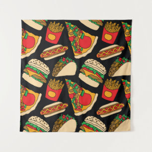 fast food pizza burger hotdog french fries tacos s wandkleed
