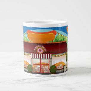 Fast Food Restaurant Cartoon Extra Grote Mok