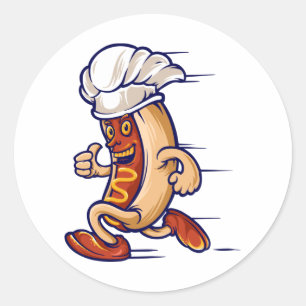 fast food run hot dog ronde sticker