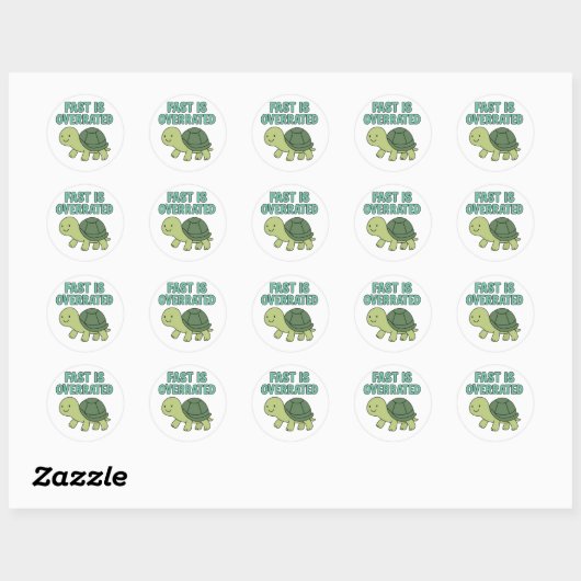 Fast is Overrated Cute Turtle Slow Down Mascot Ronde Sticker (Vel)