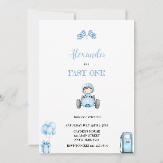 FAST ONE BLUE CAR INVITATION (Devant)