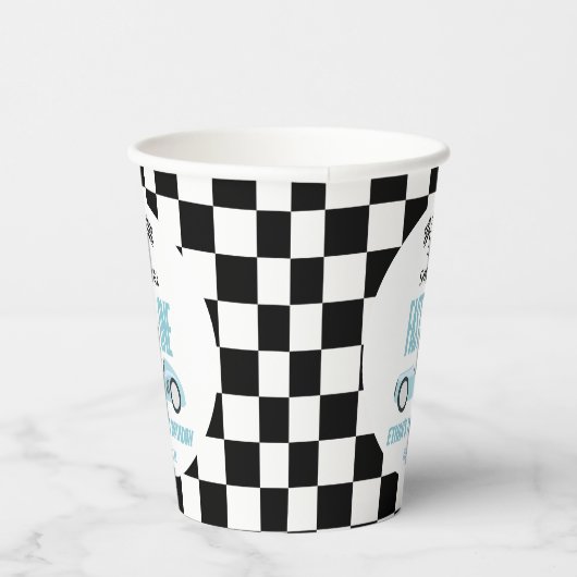 Fast One Blue Race Car 1e verjaardagsfeestje Papieren Bekers (Rechts)