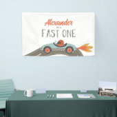 Fast One Blue Race Car Birthday Spandoek (Beurs)