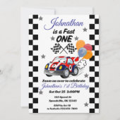 Fast One Boy's Eerste Verjaardag Uitnodiging Race  (Voorkant)