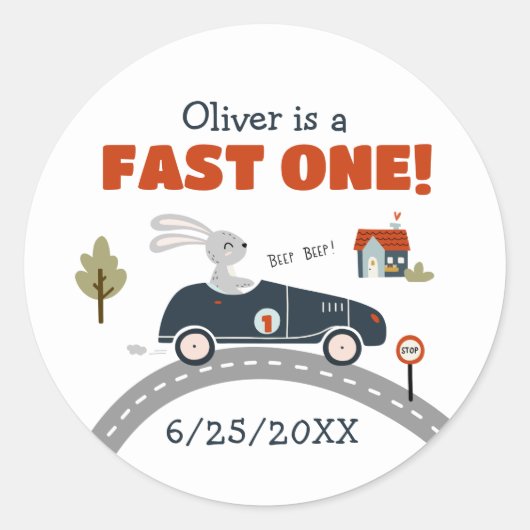 Fast One Cars 1e Verjaardag Stickers (Voorkant)