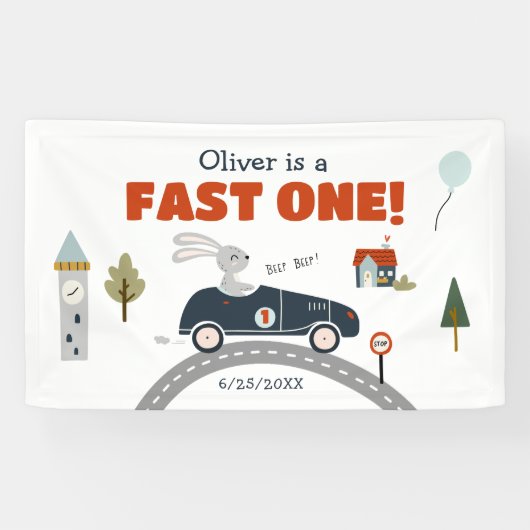 Fast One Cars Banner 1e verjaardag (Horizontaal)