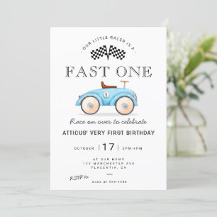 Fast ONE eerste verjaardag Speelgoed Vintage racea Kaart