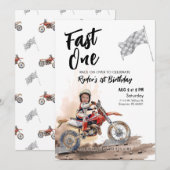 Fast One Little Racer 1er anniversaire Invitation  (Devant / Derrière)