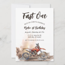 Fast One Little Racer Eerste Verjaardag Uitnodigin