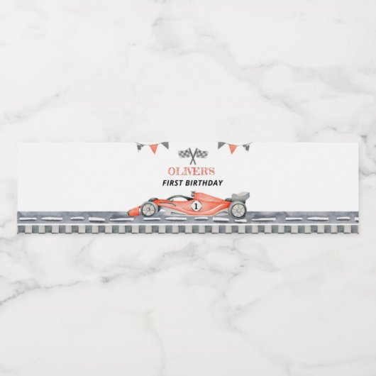 Fast One Race Auto Verjaardag Waterfles Label Waterfles Etiket (Enkel label)