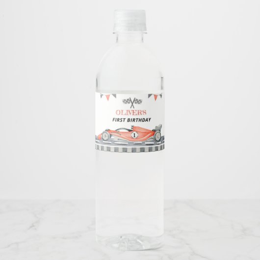 Fast One Race Auto Verjaardag Waterfles Label Waterfles Etiket (Voorkant)