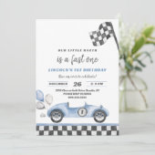 Fast One Race Car 1e verjaardagsuitnodiging Kaart (Staand voorkant)