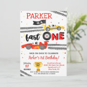 Fast One Race Car 1er Anniversaire Fête Invitation (Debout devant)