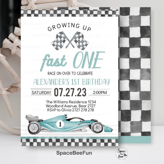 Fast One Race Car 1er Anniversaire Invitation Voit