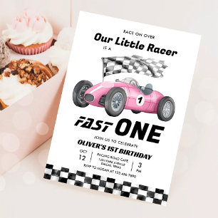 Fast One Race Car 1st Birthday Racing Girl Kaart