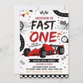 Fast One Race Car Boy 1e Verjaardag uitnodiging (Voorkant)