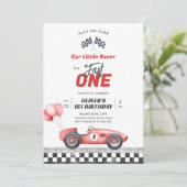 Fast One Race Car Boy 1st Birthday Invitation (Debout devant)