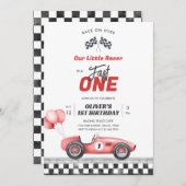 Fast One Race Car Boy 1st Birthday Invitation (Devant / Derrière)
