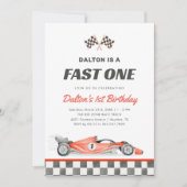 Fast One Race Car Boy 1st Birthday Invitation (Devant)