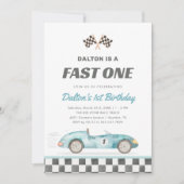 Fast One Race Car Boy 1st Birthday Invitation (Devant)