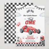 Fast One Race Car Boy 1st Birthday Invitation (Devant / Derrière)