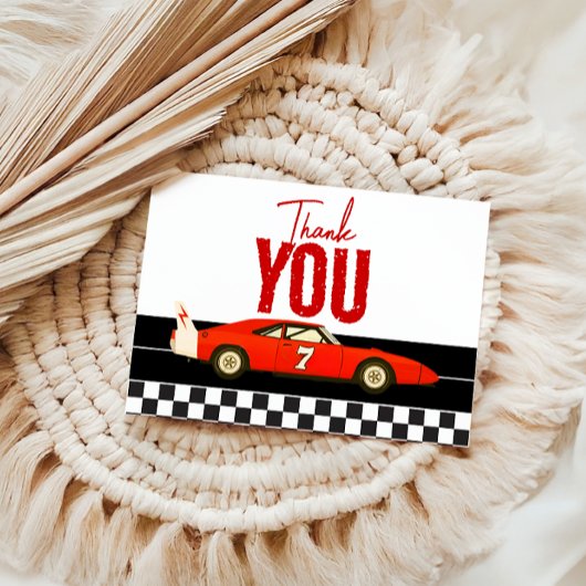 Fast One Race Car Boy 1st Birthday Party Bedankkaart