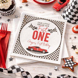 Fast One Race Car Boy 1st Birthday Party Servet