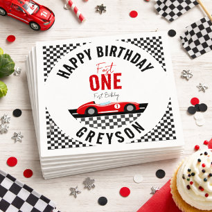 Fast One Race Car Boy 1st Birthday Party Servet