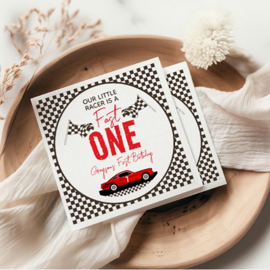 Fast One Race Car Boy 1st Birthday Party Servet