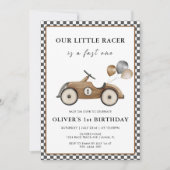 Fast One Race Car Boys 1st Birthday Kaart (Voorkant)