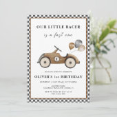 Fast One Race Car Boys 1st Birthday Kaart (Staand voorkant)