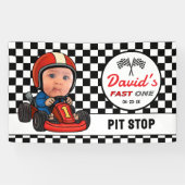 Fast ONE | Race Car Driver Pit Stop Birthday Spandoek (Horizontaal)