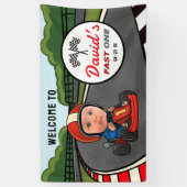 Fast ONE | Race Car Driver Welcome Birthday Spandoek (Verticaal)